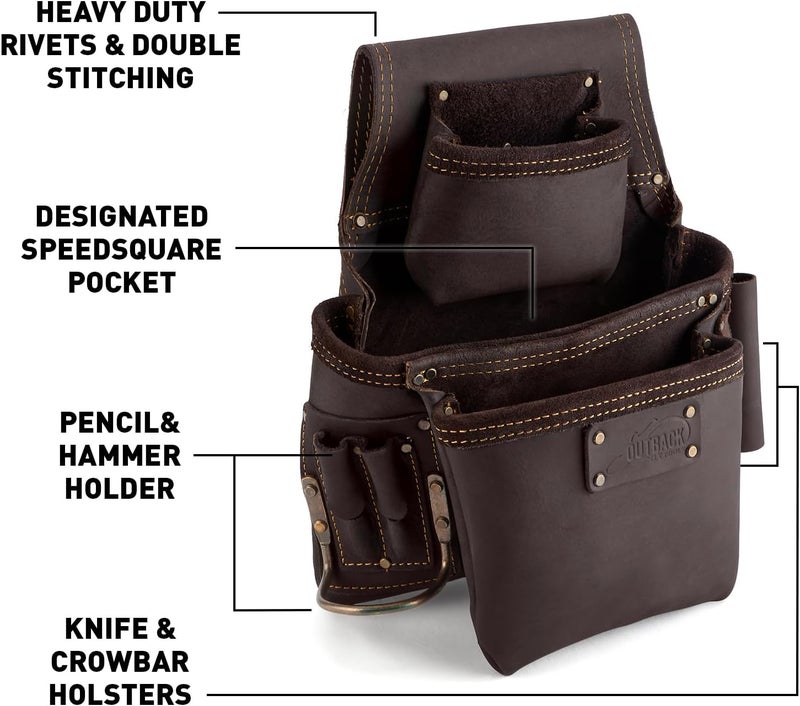 Ox Pro Full Grain Leather Tool Pouches - Made with Double Stitching and Rivet Reinforced Pockets - Image 2